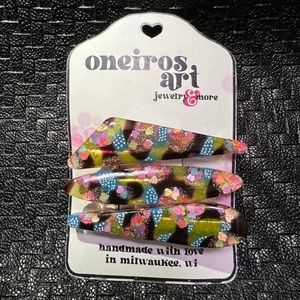 3-Pack Resin Barrettes- Patchwork